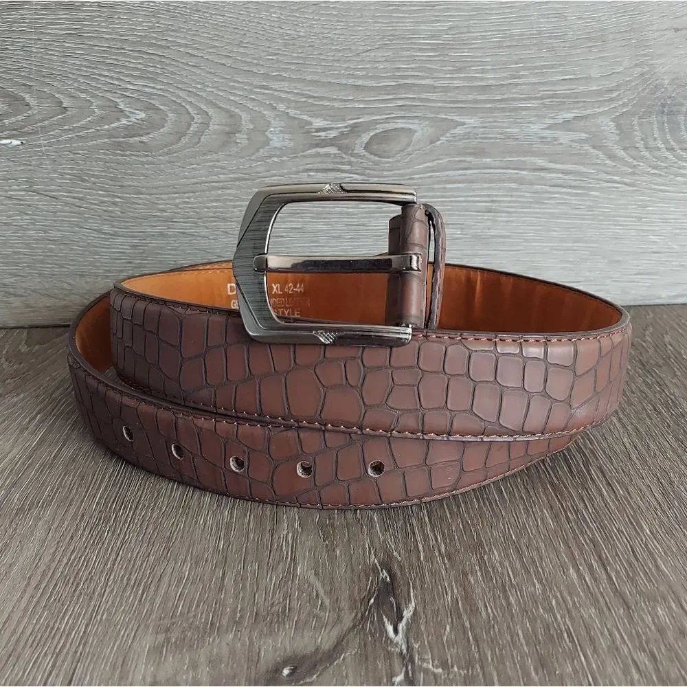 Brown Croc Embossed Genuine Bonded Leather Belt XL 42-44